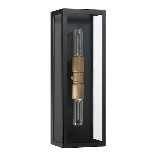Hello Honey® Lloyd Matte Black Modern Minimalist Metal & Glass Wall Mounted Outdoor Light